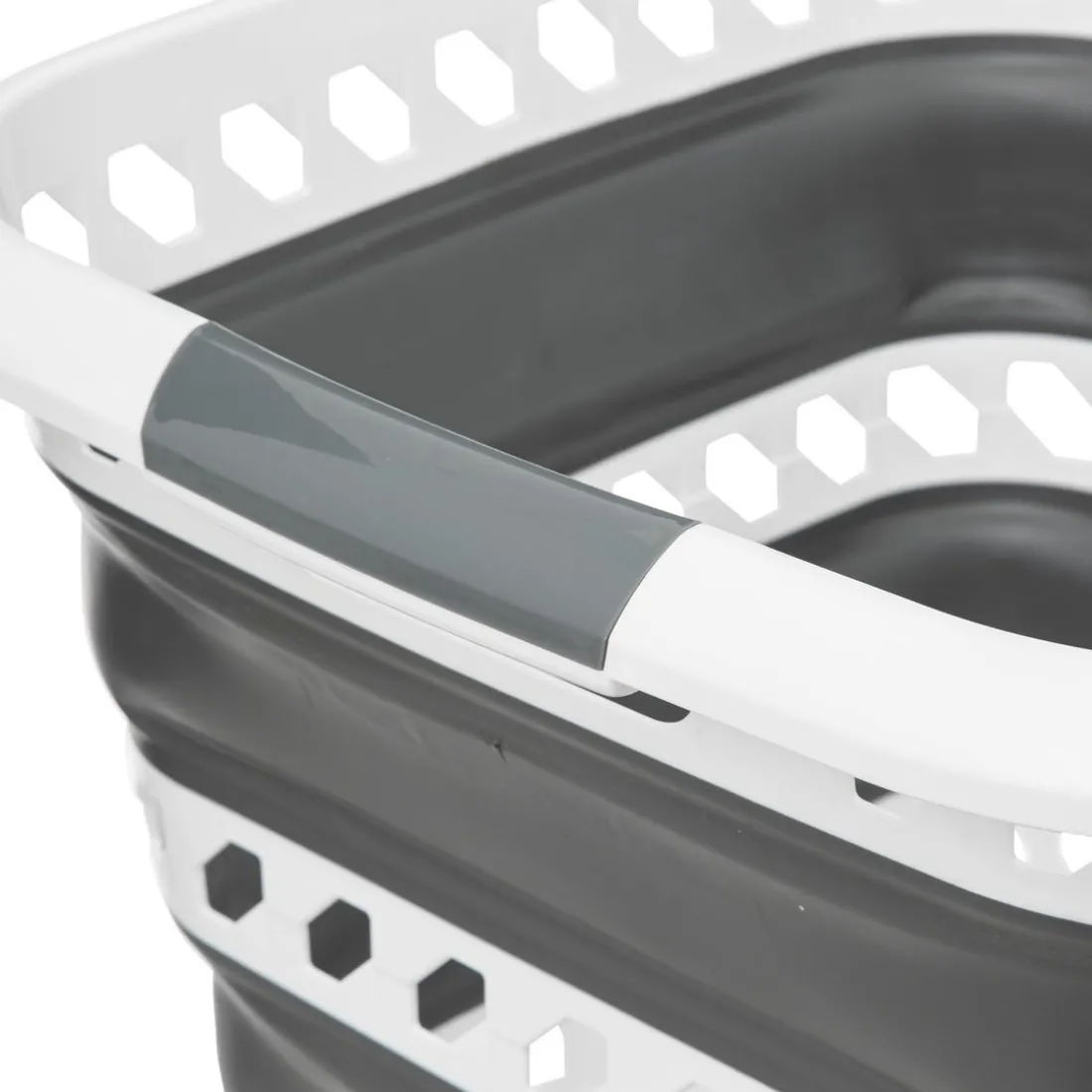Corbeille à linge pliable 40L gris et blanc