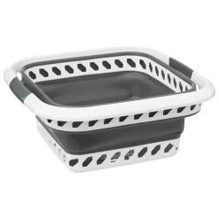 Corbeille à linge pliable 40L gris et blanc