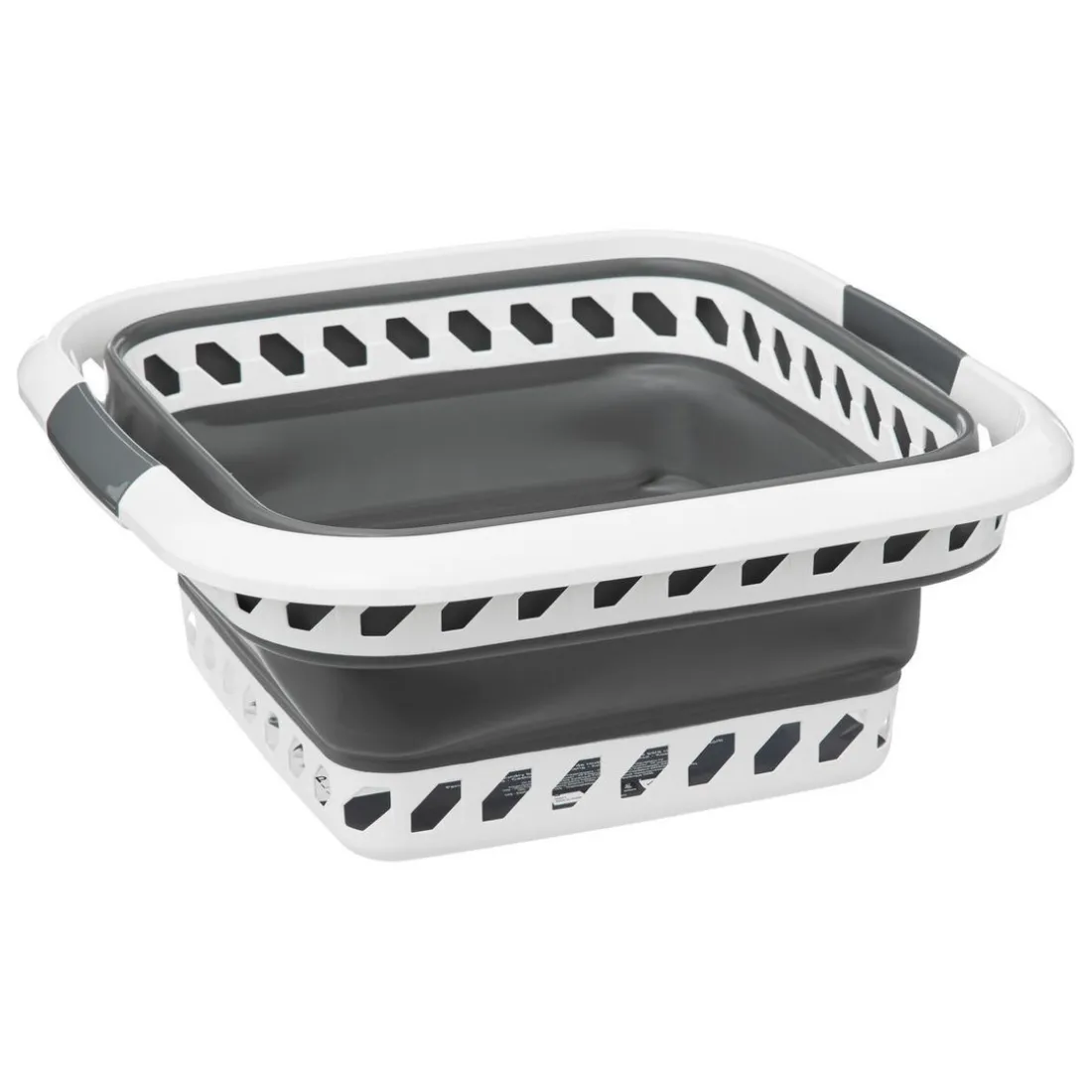 Corbeille à linge pliable 40L gris et blanc