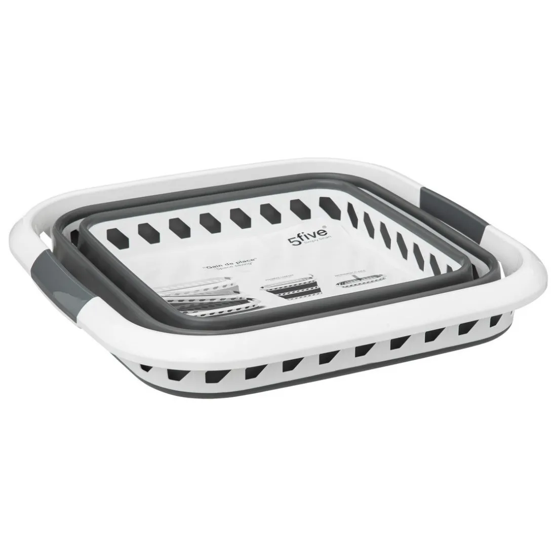 Corbeille à linge pliable 40L gris et blanc