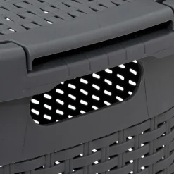 CORBEILLE 60L GRIS BETON RATTAN