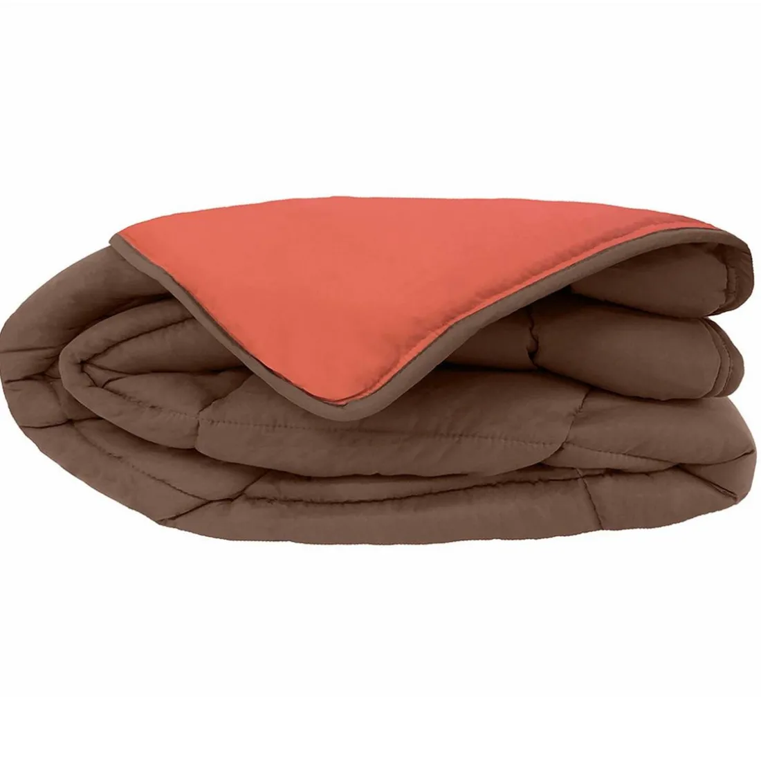 Couette chaude bicolore COCOON chocolat/corail