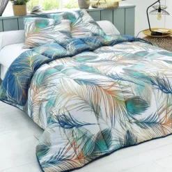 Couette légère double face PLUMA motif plumes