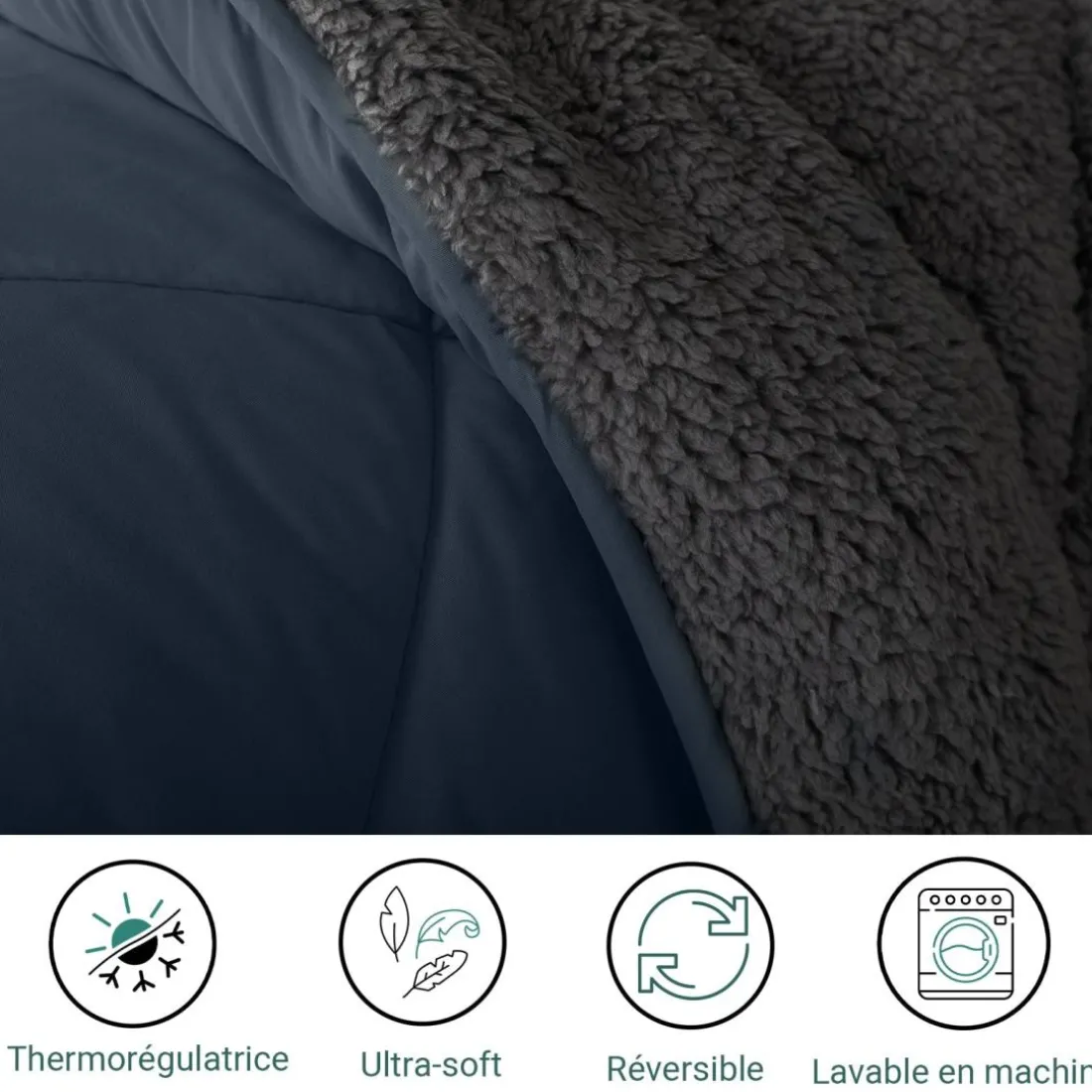 Couette sherpa gris Laine Synthétique