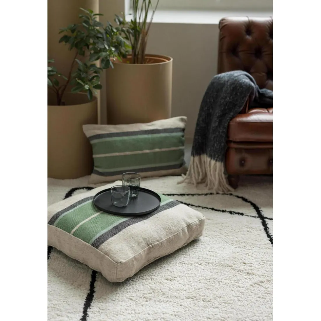 Coussin de sol Gatsby Eucalyptus 55 x 55 x 10 cm