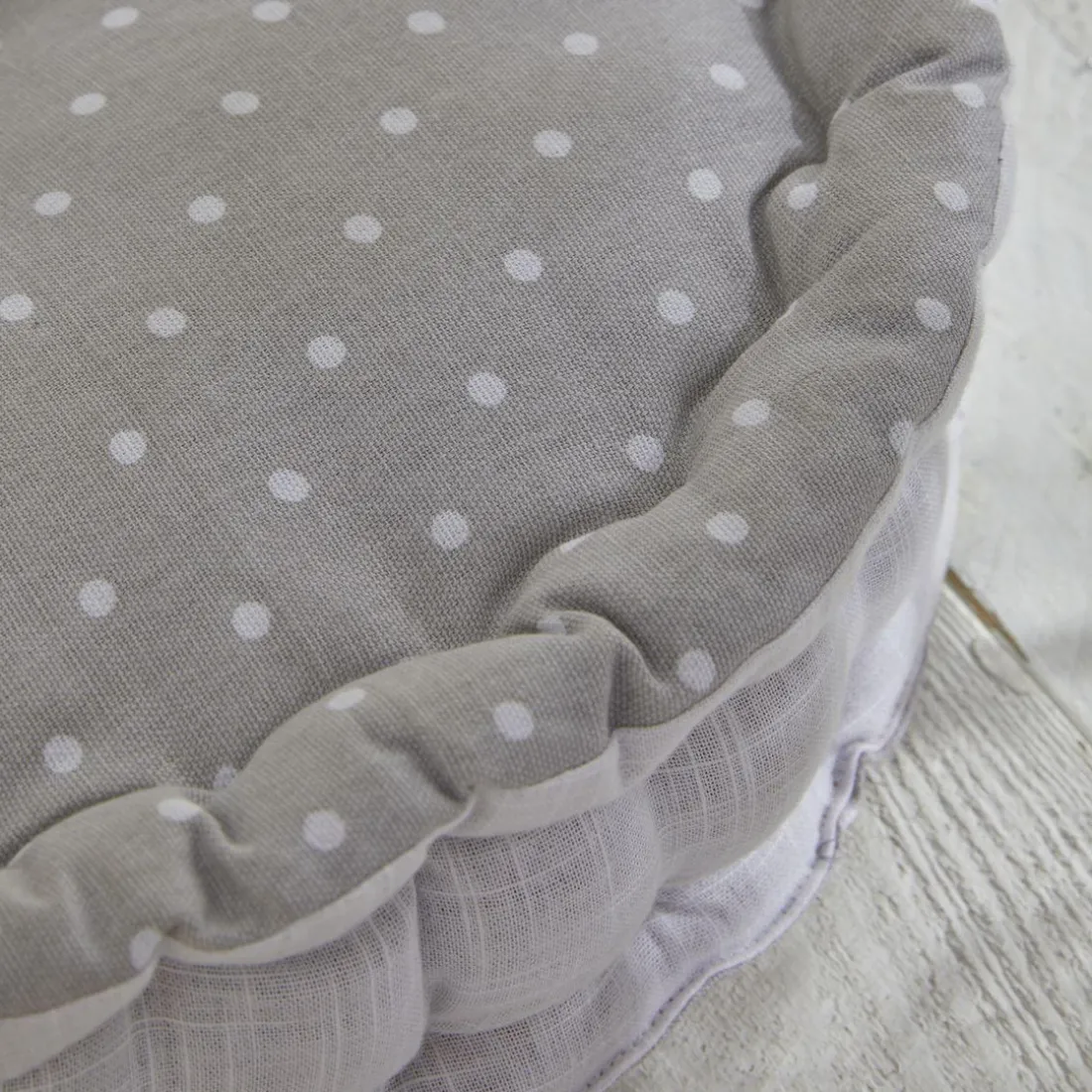 Coussin de Sol Rond Gris Imprimé Constance - Charme