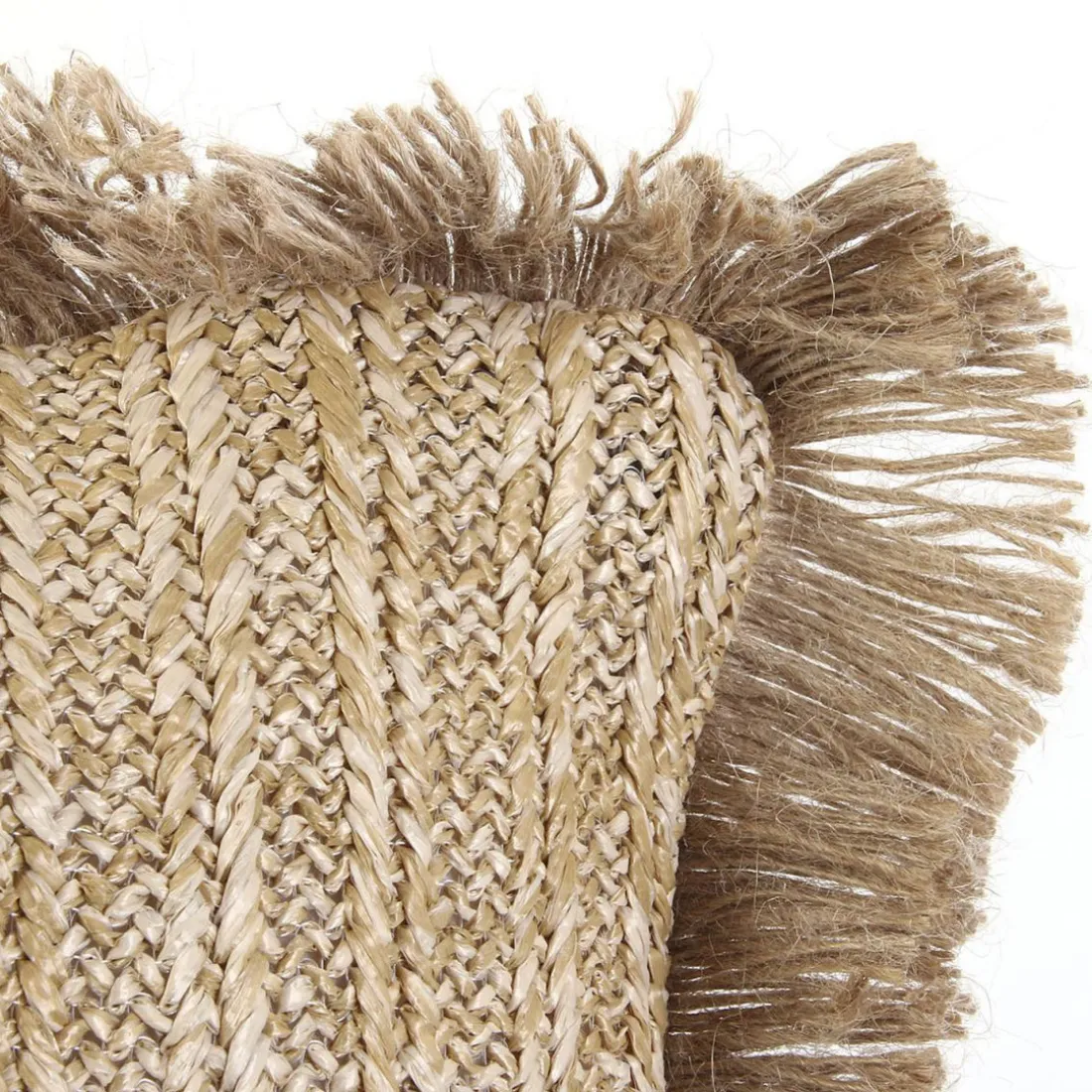 Coussin Raphia Dehoussable Naturel 40x40cm