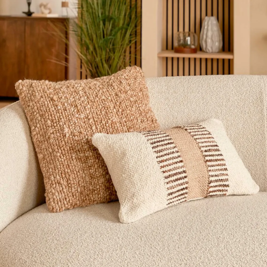 Coussin Striscia ivoire 50x30cm