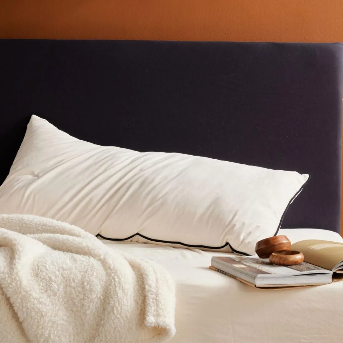 Coussin Velour en Polyester 40 x 90 cm MATCHA + MOKA Creme