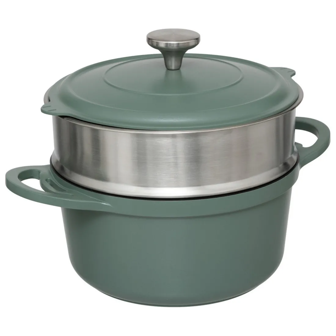 Cuiseur vapeur fonte d'aluminium vert