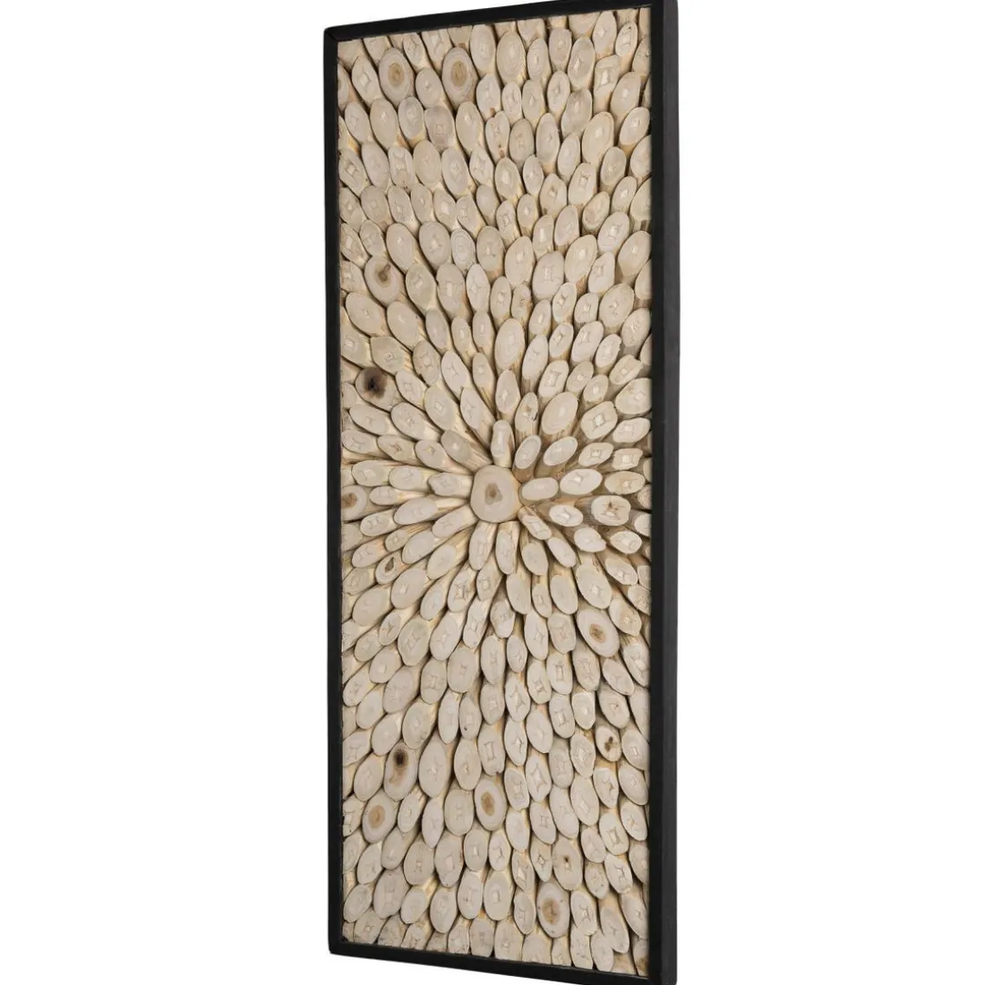 Décoration murale rectangulaire 100x40cm bois branches Teck nature Pailin