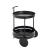 Desserte ronde double plateau noir mat