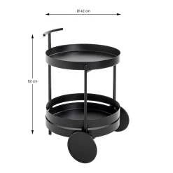 Desserte ronde double plateau noir mat