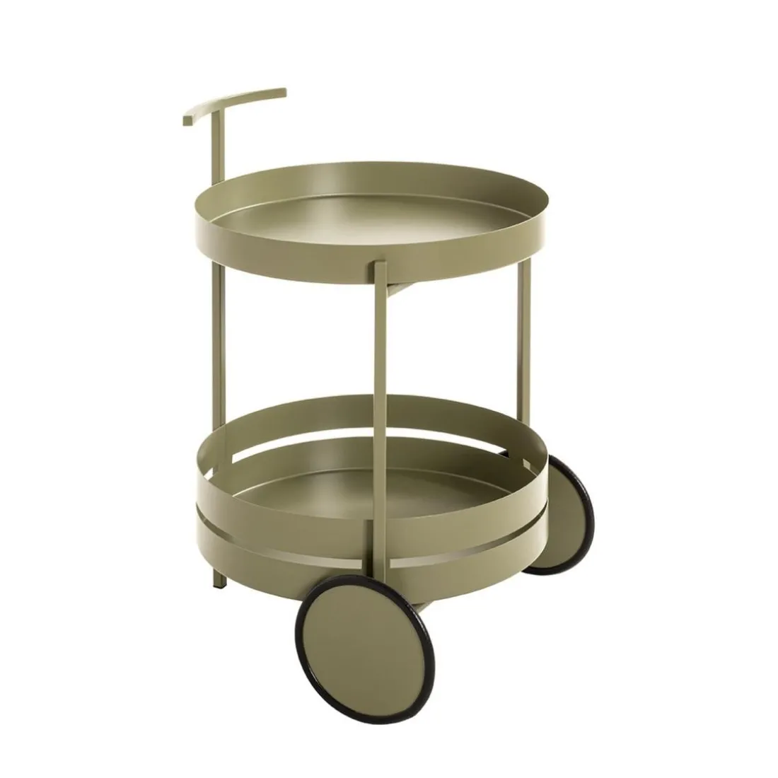Desserte ronde double plateau vert minéral mat
