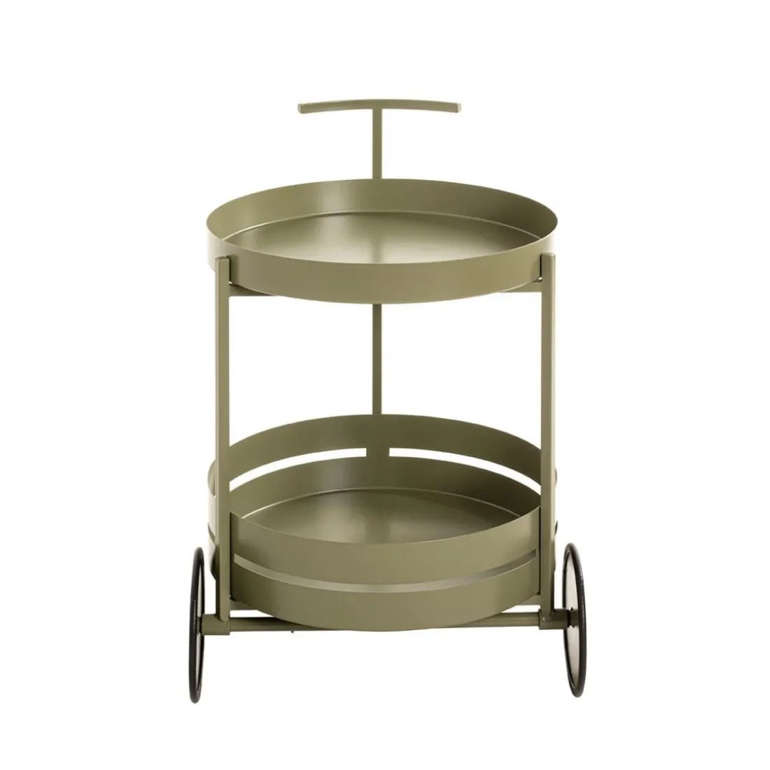 Desserte ronde double plateau vert minéral mat