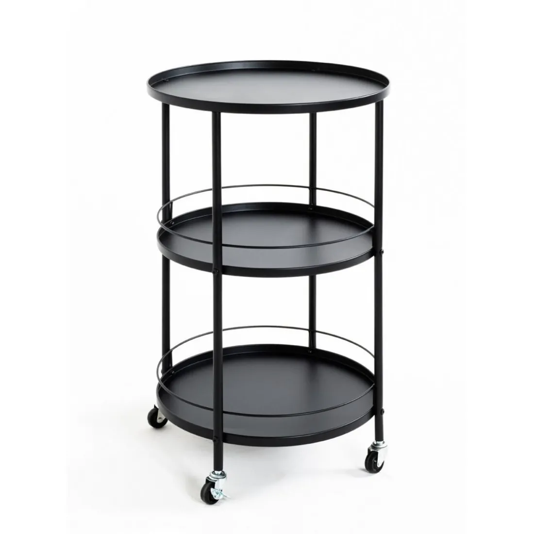 desserte tablettes en métal laqué noir
