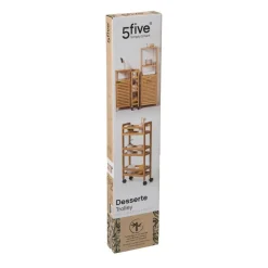 Desserte étroite 3 niveaux à roulettes bambou
