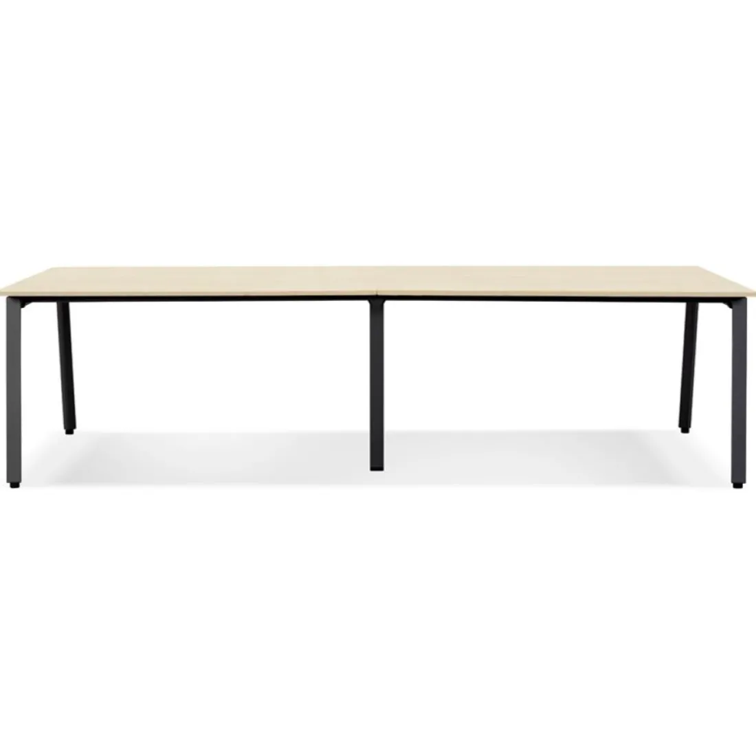 Double bureau bench ou table de réunion 'AMADEUS' en bois finition naturelle et métal noir