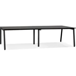 Double bureau bench ou table de réunion 'AMADEUS' en bois et métal noir