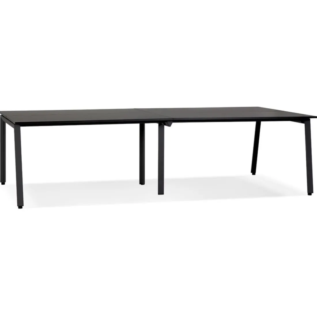 Double bureau bench ou table de réunion 'AMADEUS' en bois et métal noir