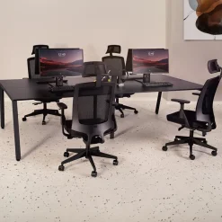 Double bureau bench ou table de réunion 'AMADEUS' en bois et métal noir
