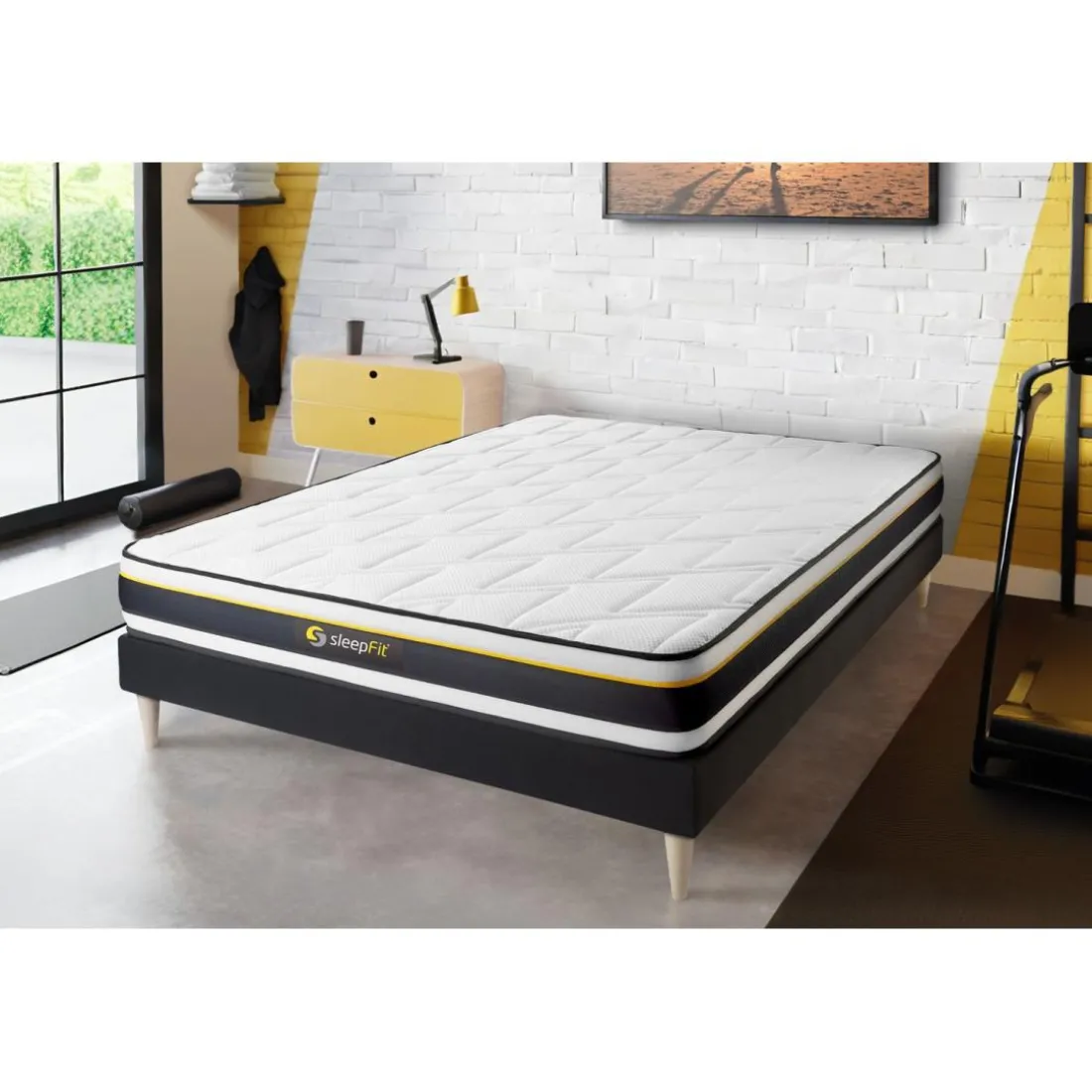 Ensemble matelas SOFT sommier kit noir
