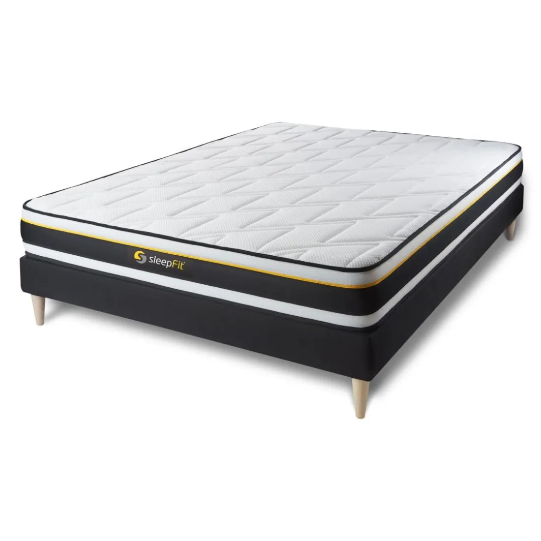 Ensemble matelas SOFT sommier kit noir