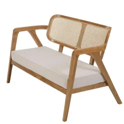 Ensemble canapé 2 places 2 fauteuils et 1 table basse FLORES en teck WILL Marron