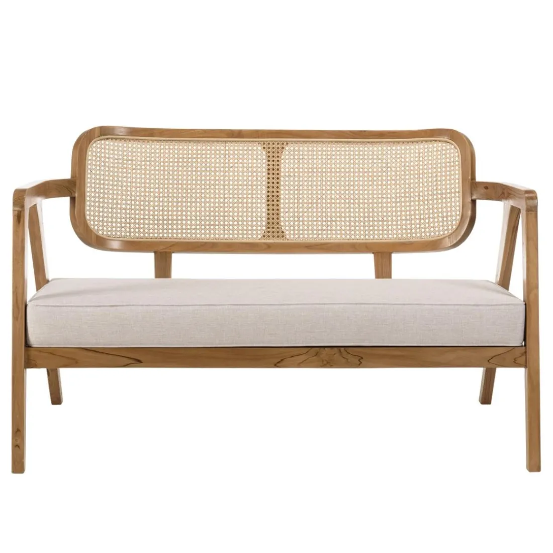 Ensemble canapé 2 places 2 fauteuils et 1 table basse FLORES en teck WILL Marron