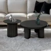 Ensemble de 2 tables basses rondes avec piètement style colonne Storia Noir