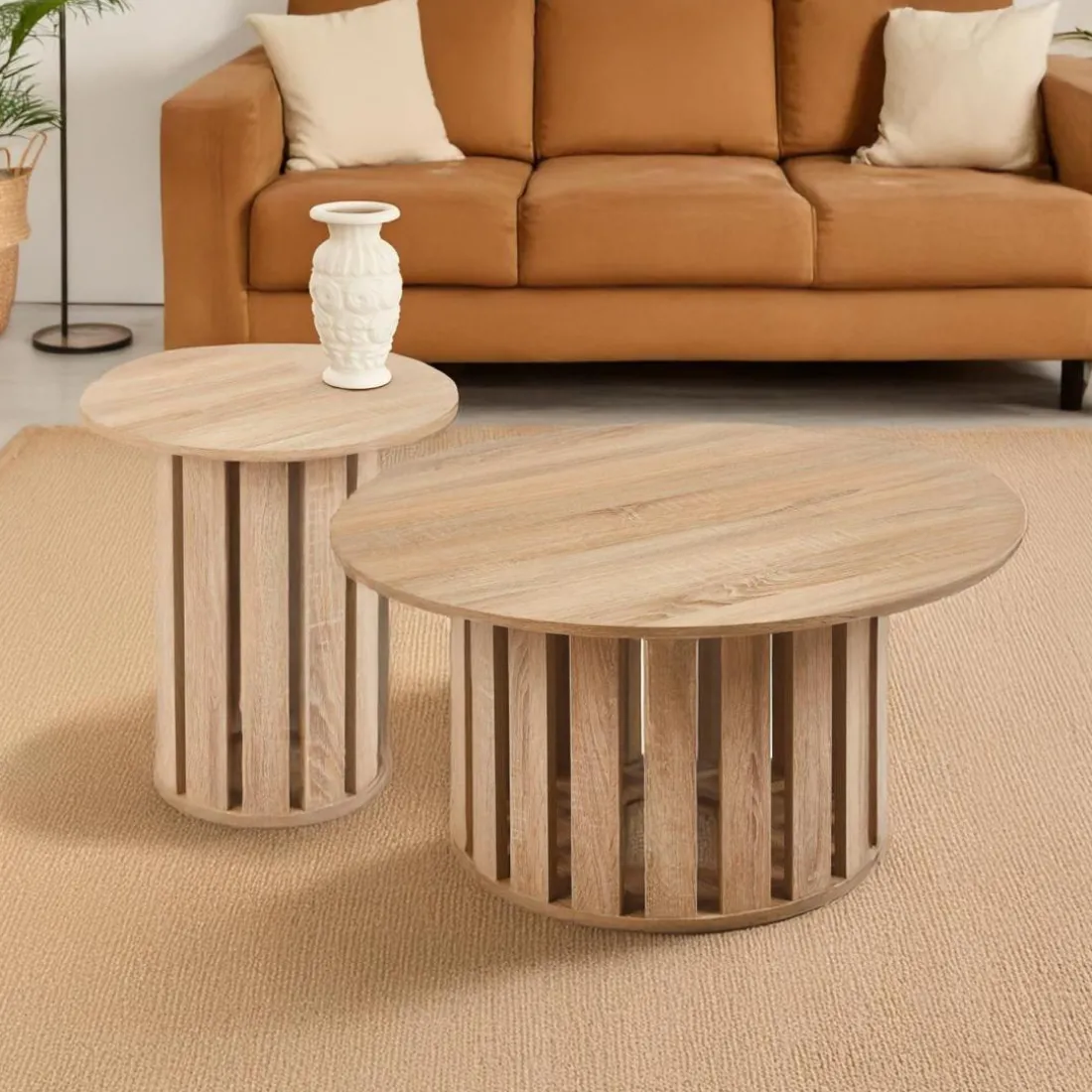 Ensemble de 2 tables basses Annabel Chêne clair