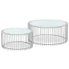 Ensemble de 2 tables basses Universe Verre Blanc et Métal Gris