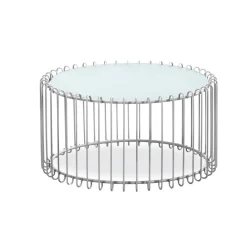 Ensemble de 2 tables basses Universe Verre Blanc et Métal Gris