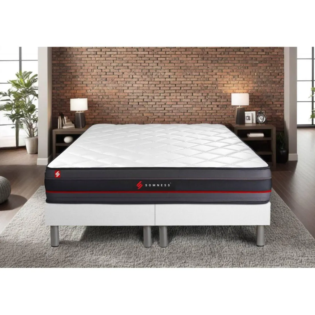 Ensemble double sommier matelas REGEN a memoire de forme
