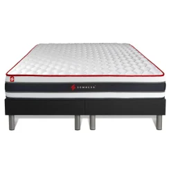 Ensemble double sommier matelas ressorts ensaches à memoire de forme