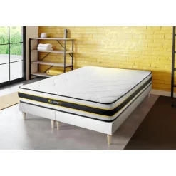 Ensemble double sommier matelas FLEXY ressorts ensaches et memoire de forme