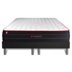 Ensemble double sommier matelas ressorts ensaches et memoire de forme