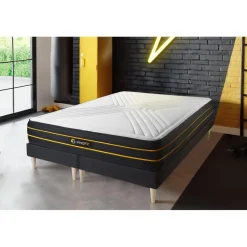 Ensemble double sommier matelas micro ressorts ensaches et memoire de forme
