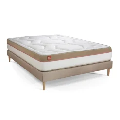 Ensemble LE COSY Memoire de forme 7 zones de confort sommier kit Beige