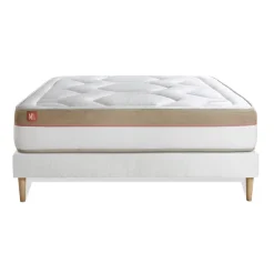 Ensemble LE COSY Memoire de forme 7 zones de confort sommier kit Blanc