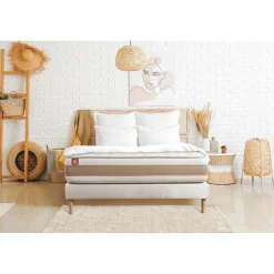 Ensemble LE DÉLICAT Ressorts ensaches Memoire de forme 5 zones de confort et sommier kit Blanc