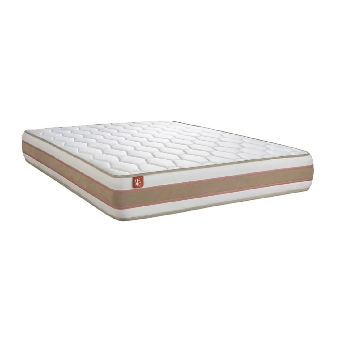 Ensemble LE DÉLICAT Ressorts ensaches Memoire de forme 5 zones de confort double sommiers Blanc