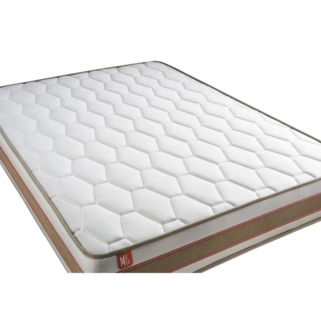 Ensemble LE DÉLICAT Ressorts ensaches Memoire de forme 5 zones de confort double sommiers Blanc