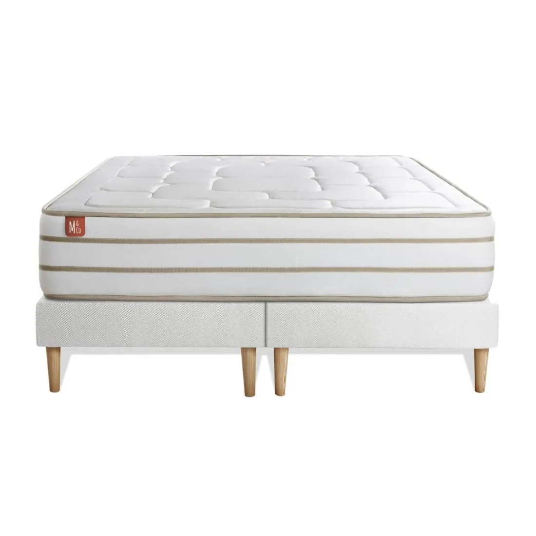 Ensemble LE DOUILLET Memoire de forme BioVisco Maxi epaisseur double sommiers Blanc
