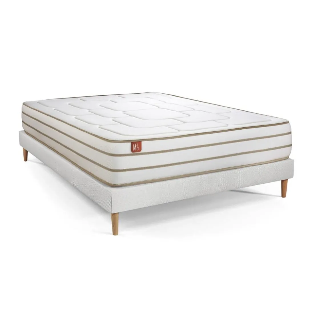 Ensemble LE DOUILLET Memoire de forme BioViscoMaxi epaisseur et sommier Blanc