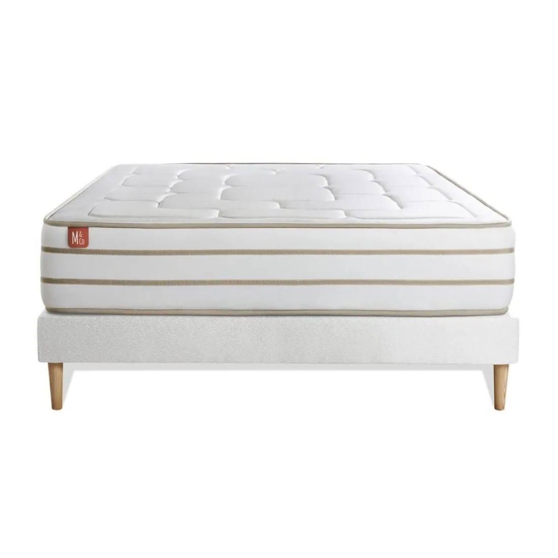 Ensemble LE DOUILLET Memoire de forme BioViscoMaxi epaisseur et sommier Blanc