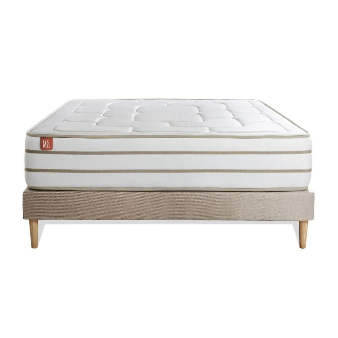 Ensemble LE DOUILLET Memoire de forme BioVisco Maxi epaisseur sommier Beige