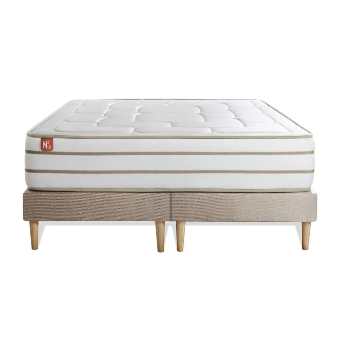 Ensemble LE DOUILLET Memoire de forme BioVisco Maxi epaisseur double sommiers Beige
