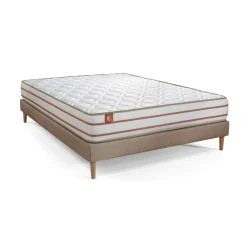Ensemble LE DOUX Memoire de forme 3 zones de confort sommier kit Beige