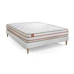 Ensemble LE DOUX Memoire de forme 3 zones de confort et sommier kit Blanc